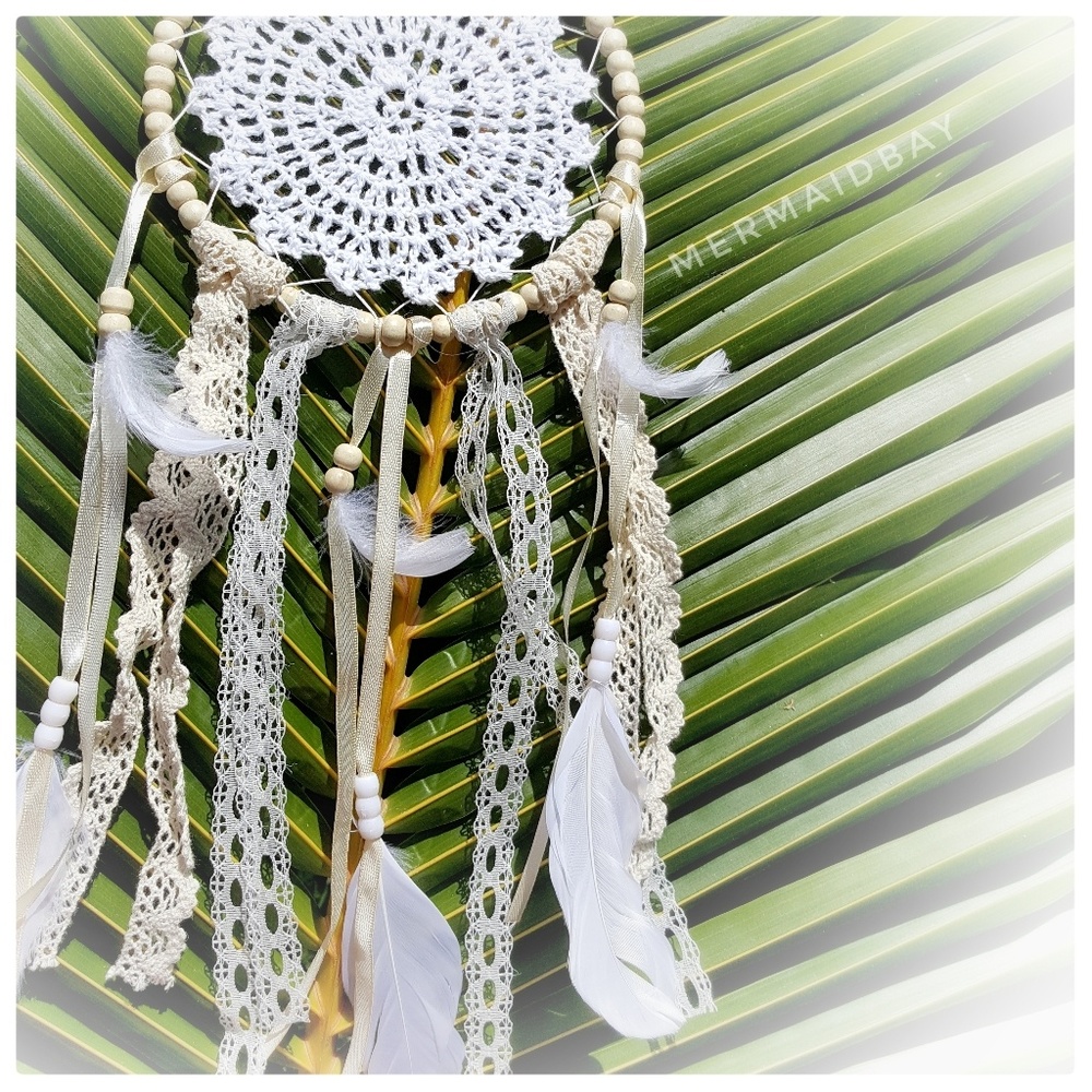 ***Sold Out*** White Natural Crochet Dreamcatcher